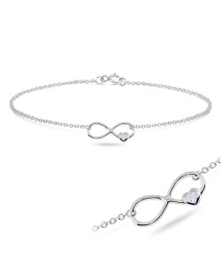 Infinity Symbol with Heart CZ Stone Bracelet BRS-65